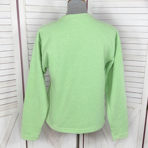 Exist Fleece Lined Terrycloth Knit Crew Neck Sweatshirt Lime Green Small - Picture 4 of 13